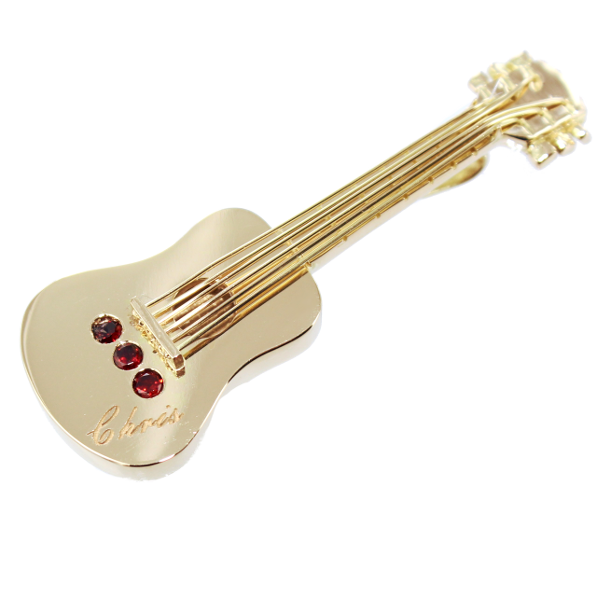 Pendentif Guitare En Rubis Brut - Avec Chaîne Originale - Neuf Avec étiquettes - Bijou Original Et Naturel